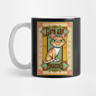 Cute Yellow Tabby on Cats are Amazing on tan background Mug